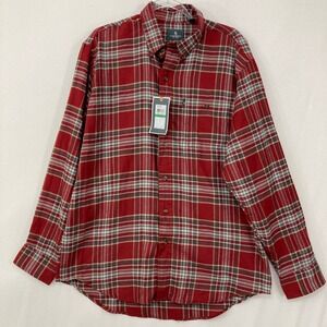 New G.H. Bass & Co. Plaid Button Down Shirt Large Red Multi Color Flannel